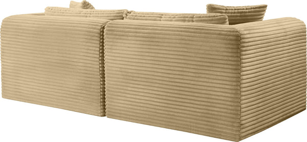 Meridian Furniture Shaggy Corduroy Modular Sofa Plush Performance Fabric Stain Resistant Living Room Seating Camel 78 inches 641Camel-S78