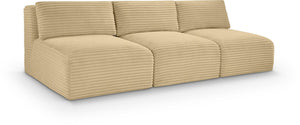 Meridian Furniture Shaggy Armless Modular Sectional Sofa in Wide Wale Corduroy Performance Fabric Living Room Camel 93 inches 641Camel-S93