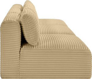 Meridian Furniture Shaggy Armless Modular Sectional Sofa in Wide Wale Corduroy Performance Fabric Living Room Camel 93 inches 641Camel-S93