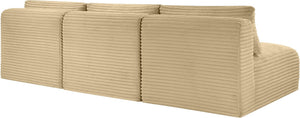 Meridian Furniture Shaggy Armless Modular Sectional Sofa in Wide Wale Corduroy Performance Fabric Living Room Camel 93 inches 641Camel-S93