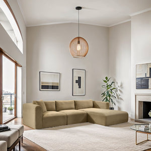 Meridian Furniture Shaggy Camel Corduroy Modular Sectional Plush Performance Fabric Flexible Seating 641Camel-Sec3A