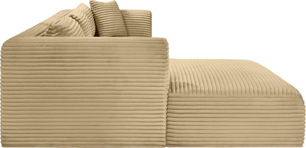 Meridian Furniture Shaggy Camel Corduroy Modular Sectional Plush Performance Fabric Flexible Seating 641Camel-Sec3A
