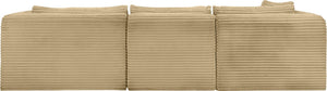 Meridian Furniture Shaggy Camel Corduroy Modular Sectional Plush Performance Fabric Flexible Seating 641Camel-Sec3A