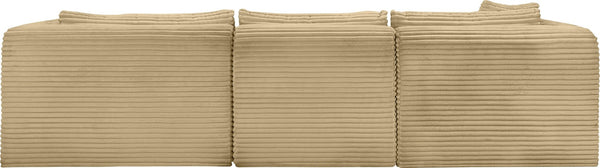 Meridian Furniture Shaggy Camel Corduroy Modular Sectional Plush Performance Fabric Flexible Seating 641Camel-Sec3A