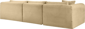 Meridian Furniture Shaggy Camel Corduroy Modular Sectional Plush Performance Fabric Flexible Seating 641Camel-Sec3A