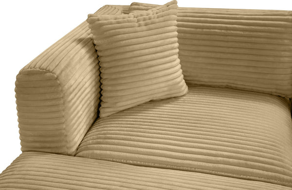 Meridian Furniture Shaggy Four Piece Modular Sectional with Corduroy Upholstery for Living Room Comfort 641Camel-Sec4A