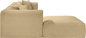 Meridian Furniture Shaggy Four Piece Modular Sectional with Corduroy Upholstery for Living Room Comfort 641Camel-Sec4A