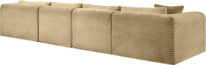 Meridian Furniture Shaggy Four Piece Modular Sectional with Plush Corduroy Upholstery for Living Rooms 641Camel-Sec4C