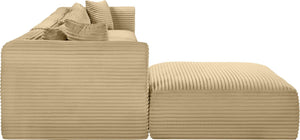 Meridian Furniture Shaggy 5 Piece Corduroy Modular Sectional with Performance Fabric for Living Rooms 641Camel-Sec5A
