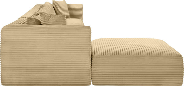 Meridian Furniture Shaggy 5 Piece Corduroy Modular Sectional with Performance Fabric for Living Rooms 641Camel-Sec5A