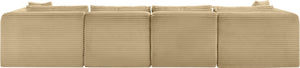Meridian Furniture Shaggy 5 Piece Corduroy Modular Sectional with Performance Fabric for Living Rooms 641Camel-Sec5A