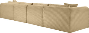 Meridian Furniture Shaggy 5 Piece Corduroy Modular Sectional with Performance Fabric for Living Rooms 641Camel-Sec5A