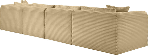 Meridian Furniture Shaggy 5 Piece Corduroy Modular Sectional with Performance Fabric for Living Rooms 641Camel-Sec5A