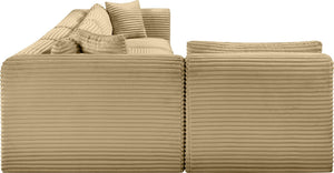 Meridian Furniture Shaggy Corduroy Performance Fabric Modular Sectional for Stylish Living Rooms 641Camel-Sec5B