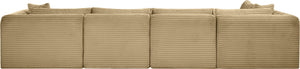 Meridian Furniture Shaggy Corduroy Performance Fabric Modular Sectional for Stylish Living Rooms 641Camel-Sec5B