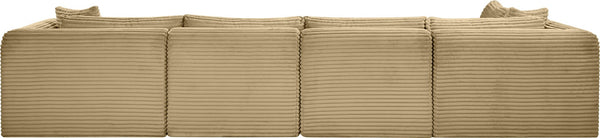 Meridian Furniture Shaggy Corduroy Performance Fabric Modular Sectional for Stylish Living Rooms 641Camel-Sec5B