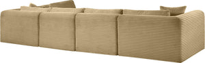 Meridian Furniture Shaggy Corduroy Performance Fabric Modular Sectional for Stylish Living Rooms 641Camel-Sec5B