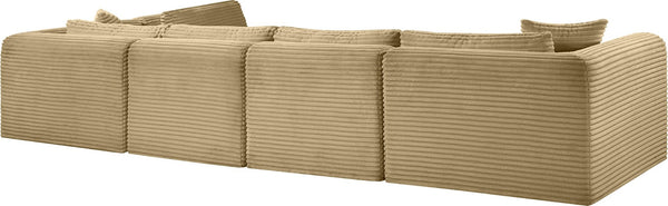 Meridian Furniture Shaggy Corduroy Performance Fabric Modular Sectional for Stylish Living Rooms 641Camel-Sec5B