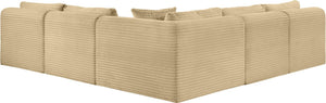 Meridian Furniture Shaggy Five Piece Modular Sectional in Camel Corduroy Performance Fabric for Living Rooms 641Camel-Sec5D
