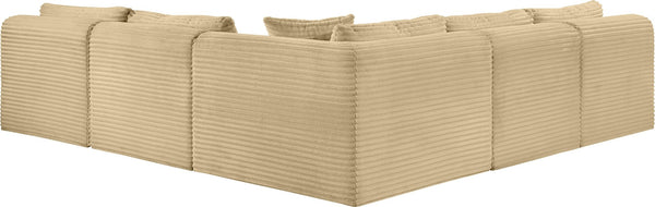 Meridian Furniture Shaggy Five Piece Modular Sectional in Camel Corduroy Performance Fabric for Living Rooms 641Camel-Sec5D