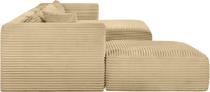 Meridian Furniture Shaggy Five Piece Modular Sectional in Stain Resistant Corduroy for Spacious Living Rooms 641Camel-Sec5E