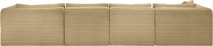 Meridian Furniture Shaggy Five Piece Modular Sectional in Stain Resistant Corduroy for Spacious Living Rooms 641Camel-Sec5E