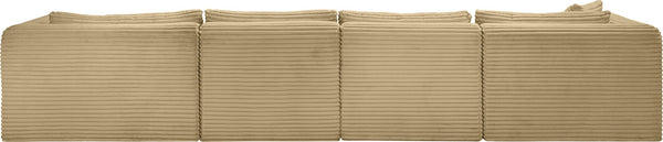 Meridian Furniture Shaggy Five Piece Modular Sectional in Stain Resistant Corduroy for Spacious Living Rooms 641Camel-Sec5E