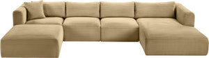 Meridian Furniture Shaggy Five Piece Modular Sectional in Stain Resistant Corduroy for Spacious Living Rooms 641Camel-Sec5E