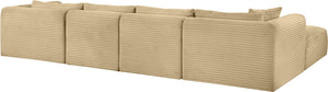 Meridian Furniture Shaggy Five Piece Modular Sectional in Stain Resistant Corduroy for Spacious Living Rooms 641Camel-Sec5E