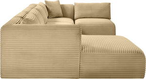 Meridian Furniture Shaggy Five Piece Modular Sectional Wide Wale Corduroy Living Room Sofa Set 641Camel-Sec5F
