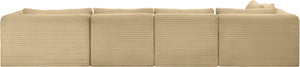 Meridian Furniture Shaggy Five Piece Modular Sectional Wide Wale Corduroy Living Room Sofa Set 641Camel-Sec5F