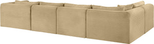 Meridian Furniture Shaggy Five Piece Modular Sectional Wide Wale Corduroy Living Room Sofa Set 641Camel-Sec5F