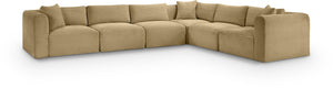Meridian Furniture Shaggy Six Piece Modular Sectional Corduroy Upholstered Stain Resistant Living Room Sofa 641Camel-Sec6A