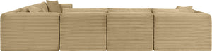 Meridian Furniture Shaggy Six Piece Modular Sectional Corduroy Upholstered Stain Resistant Living Room Sofa 641Camel-Sec6A