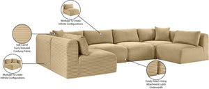 Meridian Furniture Shaggy Six Piece Modular Sectional in Camel Corduroy Performance Upholstery 641Camel-Sec6B