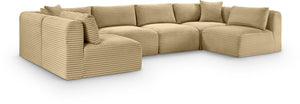 Meridian Furniture Shaggy Six Piece Modular Sectional in Camel Corduroy Performance Upholstery 641Camel-Sec6B