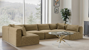 Meridian Furniture Shaggy Six Piece Modular Sectional in Camel Corduroy Performance Upholstery 641Camel-Sec6B