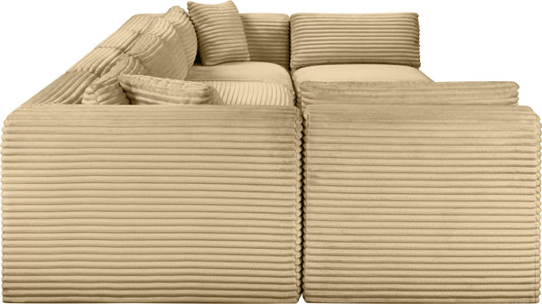 Meridian Furniture Shaggy Six Piece Modular Sectional in Camel Corduroy Performance Upholstery 641Camel-Sec6B