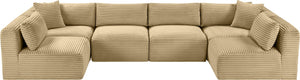 Meridian Furniture Shaggy Six Piece Modular Sectional in Camel Corduroy Performance Upholstery 641Camel-Sec6B
