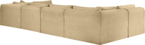 Meridian Furniture Shaggy Six Piece Modular Sectional in Camel Corduroy Performance Upholstery 641Camel-Sec6B