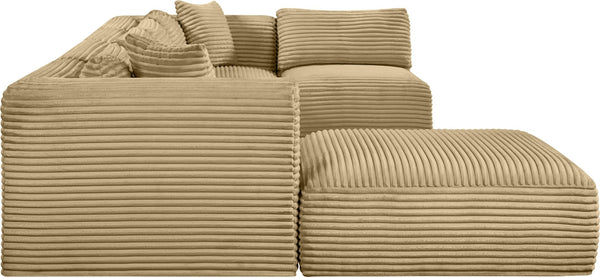 Meridian Furniture Shaggy Six Piece Modular Sectional Plush Corduroy Performance Fabric Casual Living Room 641Camel-Sec6D