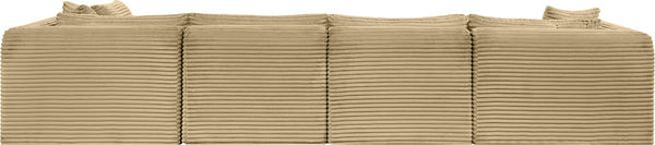 Meridian Furniture Shaggy Six Piece Modular Sectional Plush Corduroy Performance Fabric Casual Living Room 641Camel-Sec6D