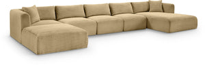 Meridian Furniture Shaggy Six Piece Modular Sectional Wide-wale Corduroy Performance Fabric Living Room 641Camel-Sec6F