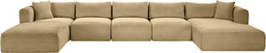 Meridian Furniture Shaggy Six Piece Modular Sectional Wide-wale Corduroy Performance Fabric Living Room 641Camel-Sec6F