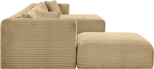 Meridian Furniture Shaggy Six Piece Modular Sectional Wide-wale Corduroy Performance Fabric Living Room 641Camel-Sec6F