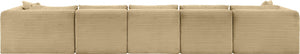 Meridian Furniture Shaggy Six Piece Modular Sectional Wide-wale Corduroy Performance Fabric Living Room 641Camel-Sec6F