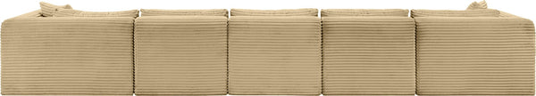 Meridian Furniture Shaggy Six Piece Modular Sectional Wide-wale Corduroy Performance Fabric Living Room 641Camel-Sec6F