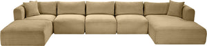 Meridian Furniture Shaggy Six Piece Modular Sectional Wide-wale Corduroy Performance Fabric Living Room 641Camel-Sec6F