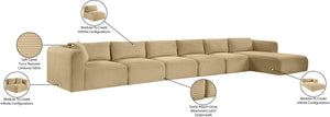 Meridian Furniture Shaggy Six Piece Modular Sectional Camel Corduroy Performance Fabric Large Living Room 641Camel-Sec6G