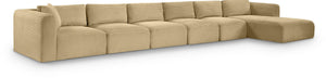 Meridian Furniture Shaggy Six Piece Modular Sectional Camel Corduroy Performance Fabric Large Living Room 641Camel-Sec6G